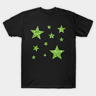 Green Faux Glitter Stars T-Shirt